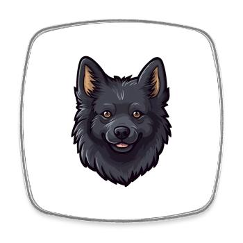 Schipperke Hunderasse Cartoon Kawaii Illustration - Viereckiger Kühlschrankmagnet - Weiß - Vorne