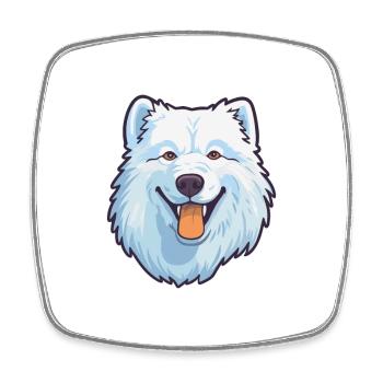 Samoyed Dog Breed Cartoon Kawaii Illustration - Square fridge magnet - white - Front
