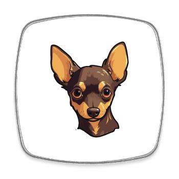 Russe Toy Terrier chien race dessin animé Kawaii Illus - Magnet carré - blanc - Devant