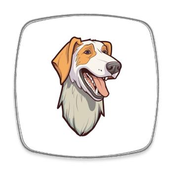 Russischer Wolfshund Hunderasse Cartoon Kawaii Illustration - Viereckiger Kühlschrankmagnet - Weiß - Vorne