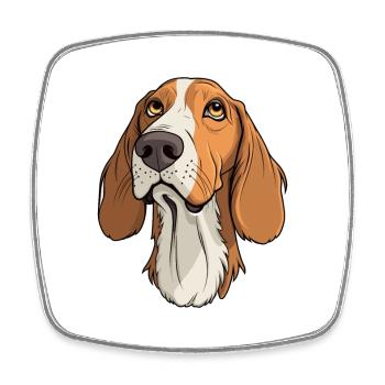 Russian Hound Dog Breed Cartoon Kawaii Illustratio - Square fridge magnet - white - Front