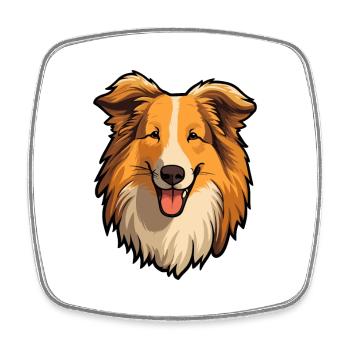 Rough Collie Dog Breed Cartoon Kawaii Illustration - Square fridge magnet - white - Front