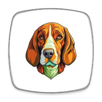 Russian Harlequin Hound Dog Breed Cartoon Kawaii I - Square fridge magnet - white - Front