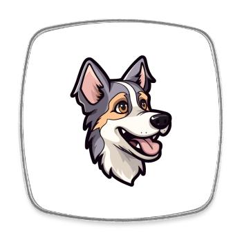Russo European Laika Dog Breed Cartoon Kawaii Illu - Square fridge magnet - white - Front
