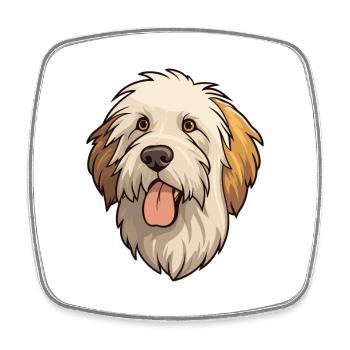 Chien de berger des Pyrénées race de chien Cartoon Kawaii Illustr - Magnet carré - blanc - Devant