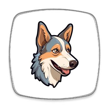 Russian European Laika Dog Breed Cartoon Kawaii Il - Square fridge magnet - white - Front