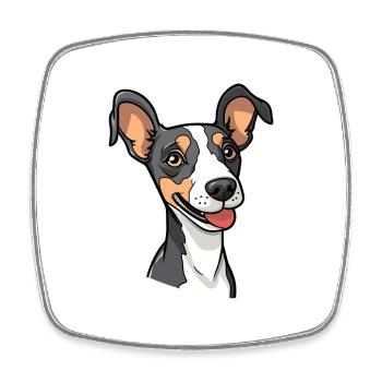 Rattenterrier-Hunderasse Karikatur Kawaii Illustration - Viereckiger Kühlschrankmagnet - Weiß - Vorne