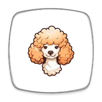 Caniche chien race Cartoon Kawaii Illustration - Magnet carré - blanc - Devant