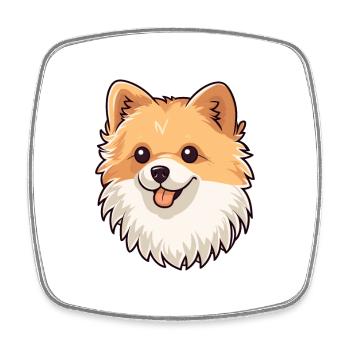 Pommersche Deutsche Spitz Hunderasse Karikatur Kawaii I - Viereckiger Kühlschrankmagnet - Weiß - Vorne