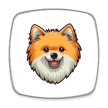 Pommersche Hunderasse Cartoon Kawaii Illustration - Viereckiger Kühlschrankmagnet - Weiß - Vorne