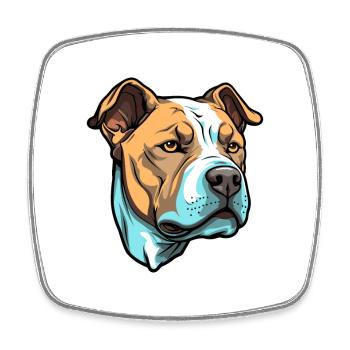 Pitbull chien race dessin animé Kawaii Illustration - Magnet carré - blanc - Devant