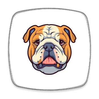 Bouledogue anglais race de chien Cartoon Kawaii Illustrat - Magnet carré - blanc - Devant