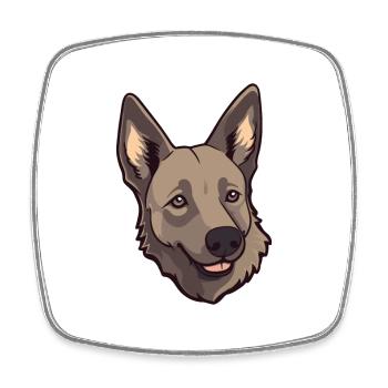 Dutch Shepherd Dog Breed Cartoon Kawaii Illustrati - Square fridge magnet - white - Front