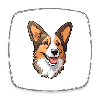Strickjacke Welsh Corgi Hunderasse Cartoon Kawaii Illu - Viereckiger Kühlschrankmagnet - Weiß - Vorne