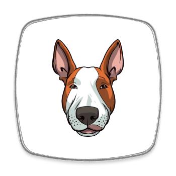 Bull Terrier chien race dessin animé Kawaii Illustration - Magnet carré - blanc - Devant