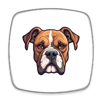 Bull Boxer Hund Rasse Cartoon Kawaii Illustration - Viereckiger Kühlschrankmagnet - Weiß - Vorne