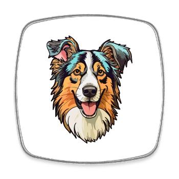 Bohemian Shepherd Dog Breed Cartoon Kawaii Illustr - Square fridge magnet - white - Front