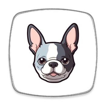 Boston Terrier chien race Cartoon Kawaii Illustrati - Magnet carré - blanc - Devant