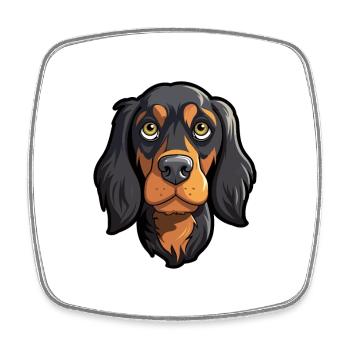 Schwarze braune Hunderasse Cartoon Kawaii Illustration - Viereckiger Kühlschrankmagnet - Weiß - Vorne