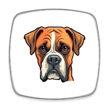 Boxer Hund Rasse Cartoon Kawaii Illustration - Viereckiger Kühlschrankmagnet - Weiß - Vorne