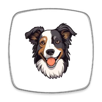 Border Collie Dog Breed Cartoon Kawaii Illustratio - Square fridge magnet - white - Front