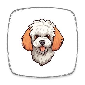 Bolognese Hunderasse Cartoon Kawaii Illustration - Viereckiger Kühlschrankmagnet - Weiß - Vorne