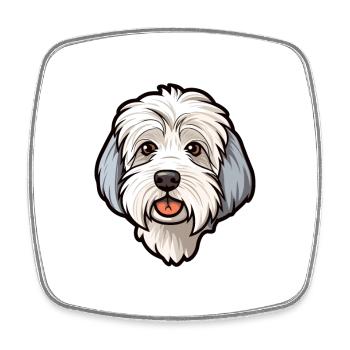 Dandie Dinmont Terrier Dog Breed Cartoon Kawaii Il - Square fridge magnet - white - Front