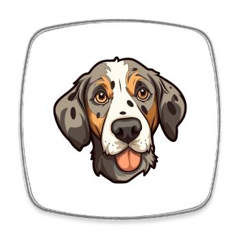 Catahoula Leopard Hund Rasse Cartoon Kawaii Illustration - Viereckiger Kühlschrankmagnet - Weiß - Vorne