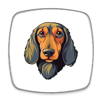 Dackel Hund Rasse Cartoon Kawaii Illustration - Viereckiger Kühlschrankmagnet - Weiß - Vorne