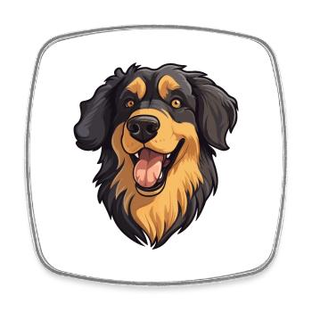 Carpathian Shepherd Dog Breed Cartoon Kawaii Illus - Square fridge magnet - white - Front