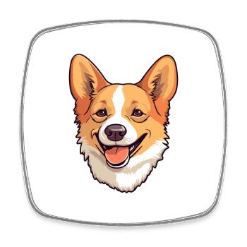Corgi chien race Cartoon Kawaii Illustration - Magnet carré - blanc - Devant