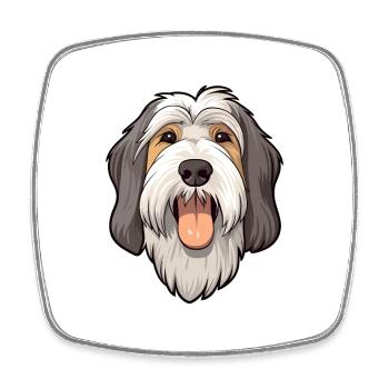 Bearded Collie chien race dessin animé kawaii illustrati - Magnet carré - blanc - Devant