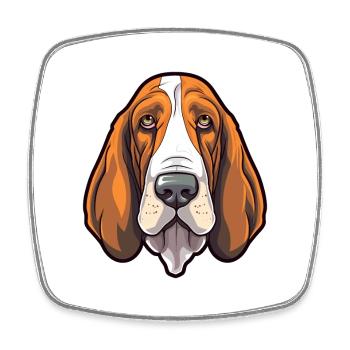 Basset Hound chien race Cartoon Kawaii Illustration - Magnet carré - blanc - Devant