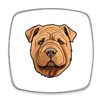 Chinesische Shar Pei Hunderasse Cartoon Kawaii Illustra - Viereckiger Kühlschrankmagnet - Weiß - Vorne