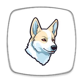 Canaan chien race dessin animé Kawaii Illustration - Magnet carré - blanc - Devant