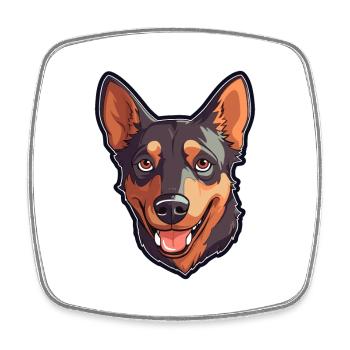 Australian Kelpie Dog Breed Cartoon Kawaii Illustr - Square fridge magnet - white - Front