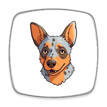 Race de chien de bouvier australien Cartoon Kawaii Illustr - Magnet carré - blanc - Devant