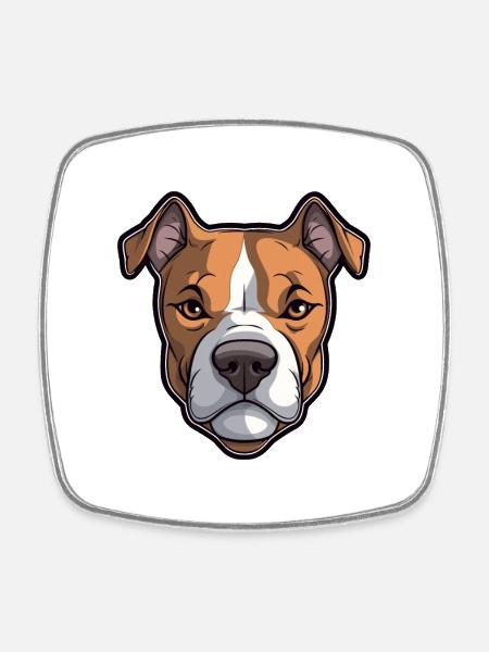 American Pitbull Terrier race de chien Cartoon Kawaii - Magnet carré - blanc