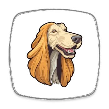 Lévrier afghan race chien dessin animé Kawaii Illustration - Magnet carré - blanc - Devant