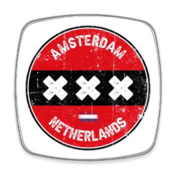 Amsterdam Netherlands - Square fridge magnet - white - Front