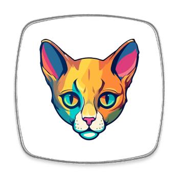 Chartreux Cat Breed Watercolor Cartoon Kawaii Pet - Square fridge magnet - white - Front