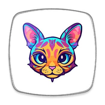 Havanna Braune Katze Rasse Aquarell Karikatur Kawaii - Viereckiger Kühlschrankmagnet - Weiß - Vorne