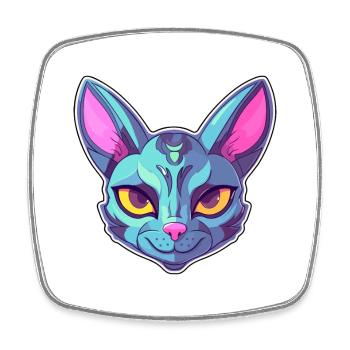 Korat Cat Cat Breed Aquarelle Cartoon Kawaii Pet - Magnet carré - blanc - Devant