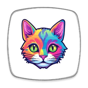 American Shorthair chat aquarelle dessin animé Kawaii - Magnet carré - blanc - Devant