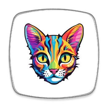 Bambino Cat Breed Aquarelle Cartoon Kawaii Pet - Magnet carré - blanc - Devant