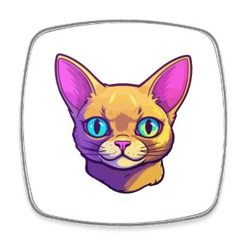 Chat d’argent britannique race aquarelle dessin animé Kawaii - Magnet carré - blanc - Devant