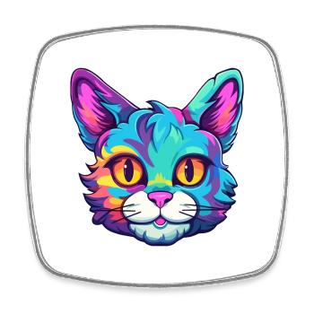 Foldex Cat Breed Aquarelle Cartoon Kawaii Pet - Magnet carré - blanc - Devant