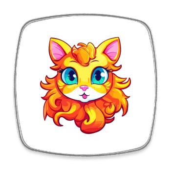 Ingwer Langhaar Katze Aquarell Cartoon Kawaii - Viereckiger Kühlschrankmagnet - Weiß - Vorne