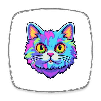 Chat British Shorthair Aquarelle Dessin Animé Kawaii - Magnet carré - blanc - Devant