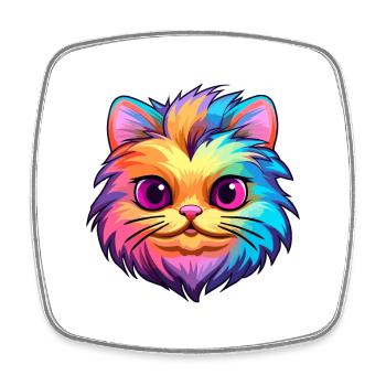 British Fold Shorthair Cat Coloré Cartoon Kawaii - Magnet carré - blanc - Devant